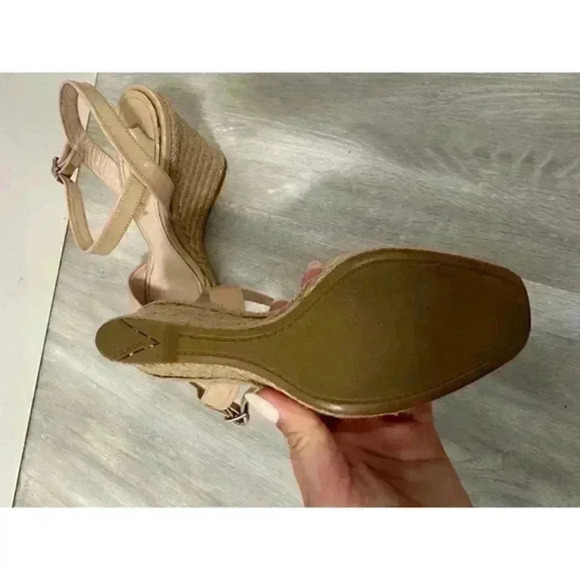 Prada Beige Patent Leather Espadrille Platform Wedge Ankle Strap Sandals Size 37 - Picture 8 of 12